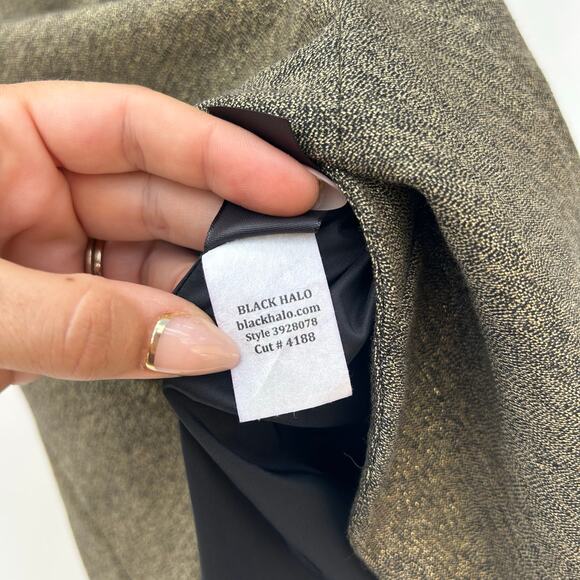 New Black Halo Gold Metallic Sheath Mini Dress Cocktail Size 4 Formal Tight - Picture 10 of 11